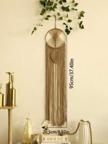 1pc Handmade Woven Wall Hanging Decor, Boho Style Tassel Dream Catcher, Perfect Housewarming, Yoga Studio Decoration, Spiritual Space Wall Art - Ideal For Spring Home Decor, Living Room, Bedroom And Office - Khaki - View 8