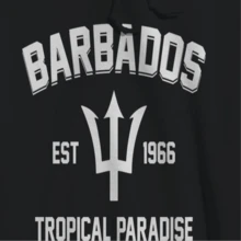 Nearly There Barbados Unisex Graphic Cotton Pullover Sweatshirt Hoodie - Black - View 2