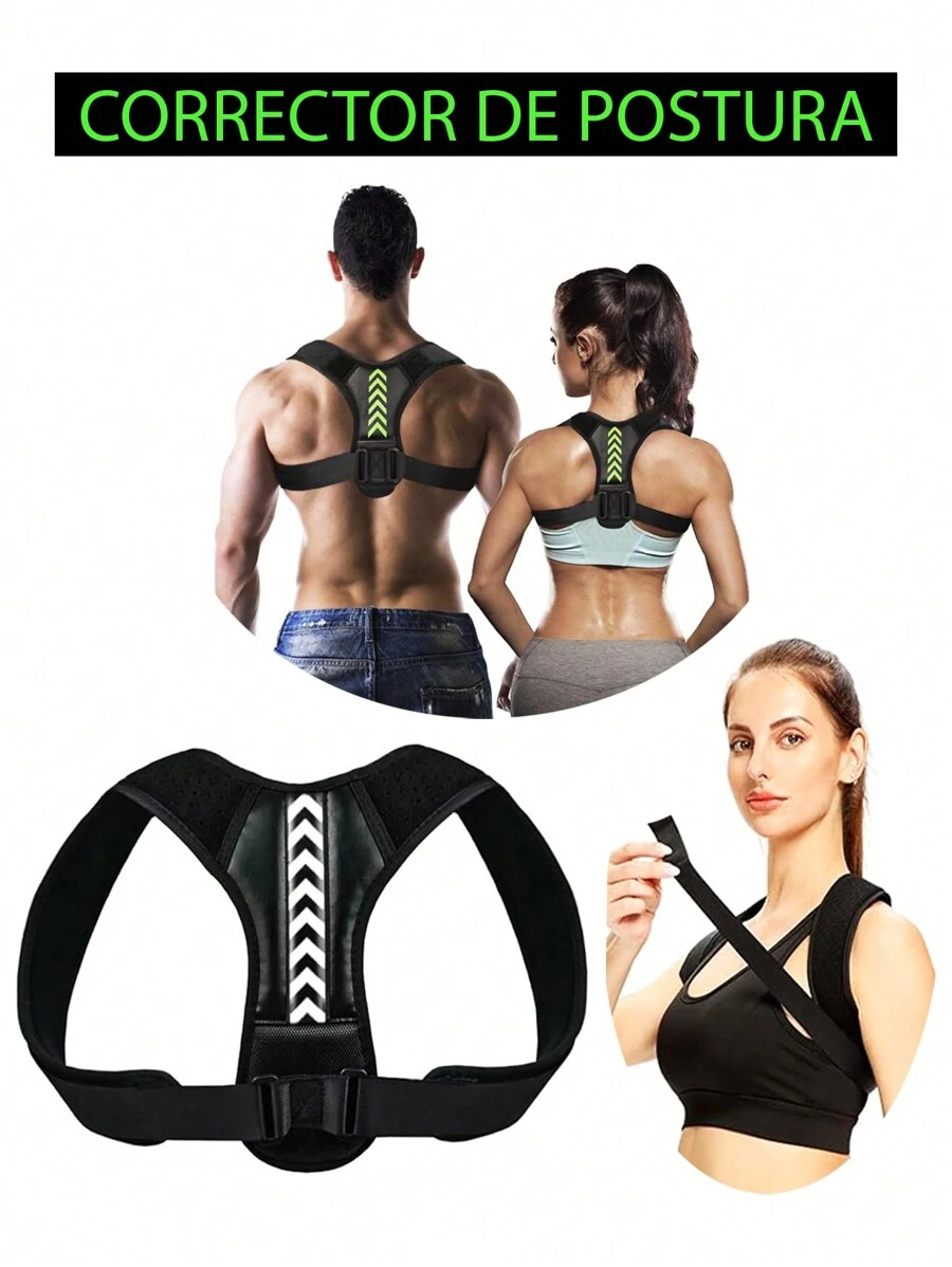 Corrector De Postura, Alineador De Espalda, Soporte De Espalda Con Tirantes, Ajustable Para Mejorar La Postura. - Negro - Ver 1