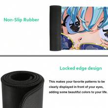 1个动漫少女鼠标垫，美观艺术大号桌面垫，尺寸35.4x15.7英寸，橡胶底座，缝边防滑键盘垫，适用于办公室、家庭电脑，可作为礼物送给男士、女士、朋友，办公桌配件，办公用品，办公桌配件，鼠标垫 - 彩色 - 查看 7