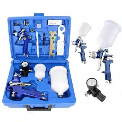 2 PCS Auto Paint HVLP Air Spray Gun Kit With 0.8mm & Pistola Para Pintar 1.4mm Nozzle Gravity Feed Painting Tool For Automotive, Panel Repairs, Door Jambs Painting