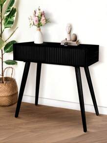 Console Table, Small Console Tables For Entryway 31" Vanity Desk Fluted Entrance Table, Black Entry Table Narrow Console Table Modern Hallway Table Modern Sofa Table For Living Room - Black - View 6