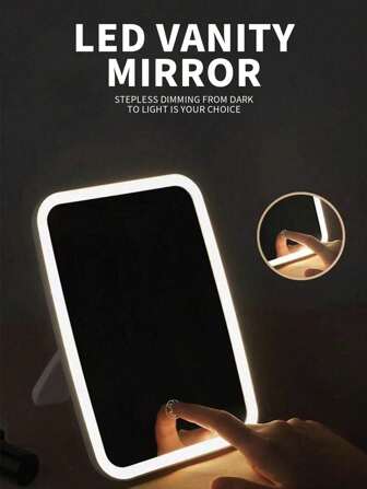 1pc Three Colors Led Lighted Makeup Mirror Women's Portable Folding Student Ins-Style Home Led Lighted Makeup Vanity Mirror With Lights For Dormitory/Desktop Best Gifts Birthday Graduation