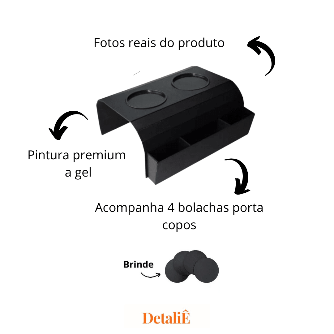 Kit 2 Cup Holder Tray And Control Holder Mat For Sofa Armrest - Black - View 3
