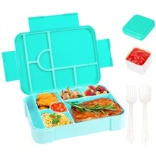 1PC Portable Large Capacity Lunch Box, Leak Proof Compartment Bento Box With Fork And Spoon, Reusable Salad Container, Easy To Wash - Ideal For Office, Outdoor Travel, Back To School Supplies