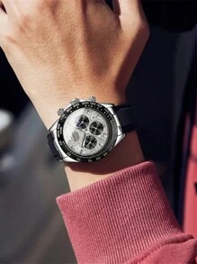 OLEVS. 1pc Relógios masculinos de luxo da moda com cronógrafo de fase lunar, relógio de pulso de quartzo, relógio esportivo à prova d'água luminoso para homens + caixa, presente masculino