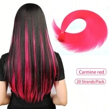 20 hebras de 20 pulgadas de extensiones de cabello sintético multicolor de Kanekalon con punta en I y queratina, para piezas de cabello, Día de San Patricio