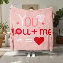 Soft Valentine's Day Element Print Throw Blanket, Modern Style, Cozy Comfort For Sofa, Bed, Office, Perfect Valentine's Day Gift For Couples