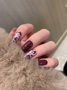 1pc Leopard Print Full Cover Nail Sticker, Waterproof Removable Nail Art Sticker, Women Nail Decals For Holiday, Party, Birthday Gift