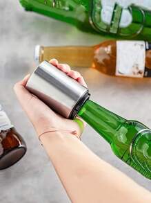 2 件不锈钢磁性开瓶器 - 轻松按压即可开啤酒、葡萄酒和苏打水 - 家庭酒吧必备厨房工具，父亲礼物