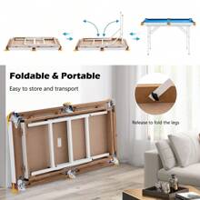 4FT Folding Billiards Table Portable Pool Game Table Set With 2 Cues 16 Balls - Blue - View 4