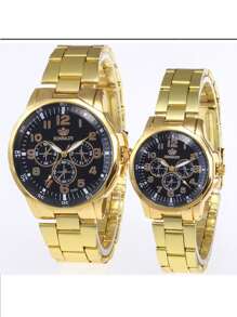 6 件/套休闲街头风格情侣不锈钢表带石英模拟手表 - 彩色 - 查看 3