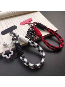 尼龙腕带与手机壳兼容，通用夹式挂绳，编织绳腕带带饰物，适合女性，购物防摔吊坠配件 - 彩色 - 查看 3