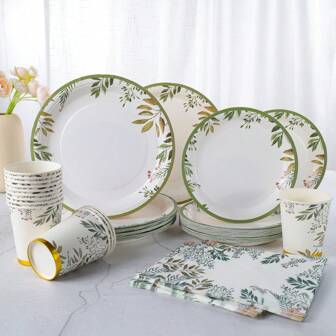 Juego de vajilla desechable elegante, platos, servilletas y vasos de 7/9 pulgadas, suministros para regalos de fiesta de cumpleaños, platos, servilletas y vasos de papel desechables, adecuado para decoraciones de fiesta con temática de cumpleaños