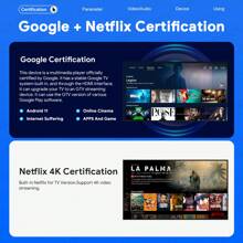 1 台 MECOOL Android 电视盒 KM2 Plus 豪华版，配备 4GB RAM+32GB ROM，4K 认证杜比全景声和杜比视界，1000M LAN 端口，WIFI6，BT 5.0 游戏，Android 11 4K 媒体播放器 - 英標插頭 - 查看 3