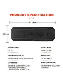 Game Stick 4k GD10 64GB Console 37000 THOUSAND Games + 2 Controls - Black - View 8
