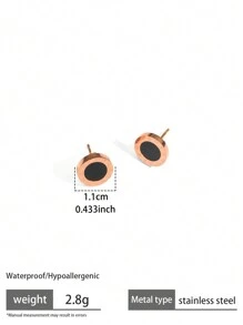 3pcs/Set Vintage Stainless Steel 18K Gold Plated Circular Plate & Roman Numeral Decor Earrings & Necklace Set