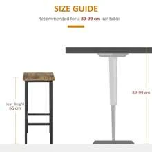 HOMCOM Industrial Bar Stools, Set Of 2 Kitchen Breakfast Bar Chairs With Footrest, Counter Height Island Stools For Dining Area, Home Pub, Rustic Brown - Brown - View 7