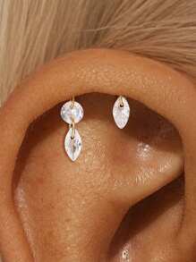 1 件 925 纯银时尚叶子莲花耳钉平背耳骨耳轮穿孔精美珠宝适合日常佩戴婚礼派对订婚周年纪念情人节 - 金色 - 查看 8