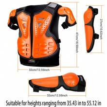 摩托车胸甲，越野摩托车装备，胸部保护器，带肘部和膝盖保护，适合身高范围：35.43 - 55.12 英寸 - 彩色 - 查看 10