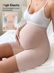 Maternity High Elastic Waist Capri Leggings, Suitable For Everyday Wear - Pink - View 4