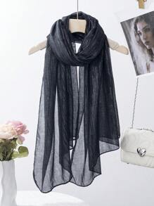 1 件柔软透气纯色网眼女士围巾，适合时尚和户外穿着，可用作披肩配饰女士 - 彩色 - 查看 29