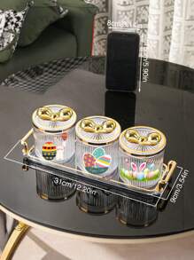 4pcs (3 Jars In 1 Tray) Easter Rabbit Plastic Multifunctional Storage Jar Sealed Jar Living Room Restaurant Kitchen Tray Set For Cereals, Candies, Biscuits, Bread, Suitable For Outdoor Weddings, Parties, Gifts, Birthdays - Multicolor - View 11