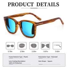 HYCHIC Fashion Sunglasses For Women, Polarized Driving, Anti Glare UV400 Protection, Fashionable Design - 茶條紋*冰藍片 - 查看 5