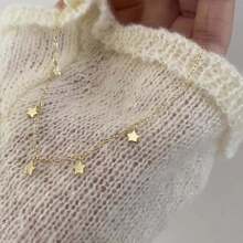 1pc S925 Sterling Silver Plated 14K Gold Necklace With Cute Mini Star Pendant, Delicate Minimalist Choker Necklace