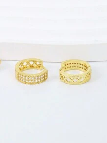 1 Pair Hypoallergenic Women's Cubic Zirconia Hoop Earrings, Elegant Daily Wear Earrings, Classic Design, Suitable For Birthday/Valentine's Day Gift