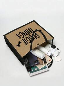 Dog Supplies Letter Print Handbag Set, Gift For Dog Owners And Pet Lovers, Includes Handbag, Cosmetic Bag And Mini Coin Purse, Featuring Favorite Dog Bone Design, Great Gift - Khaki - View 7