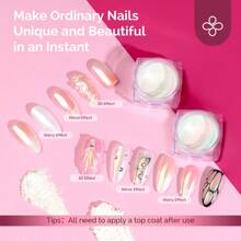 2 Jars Chrome Nail Powder Y2K Aesthetic Metallic Mirror Effect Holographic Aurora Chameleon Chrome Powder For Nail Art Gel Polish, Nail Supplies For Nails White Glitter Powder - Đỏ và trắng - Xem 2