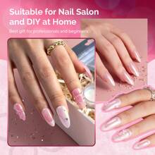 2 Jars Chrome Nail Powder Y2K Aesthetic Metallic Mirror Effect Holographic Aurora Chameleon Chrome Powder For Nail Art Gel Polish, Nail Supplies For Nails White Glitter Powder - Đỏ và trắng - Xem 7