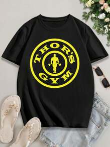 Valentine's Day Thor's Gym Ladies' T-Shirt Cute Funny Workout Tees - Black - View 2