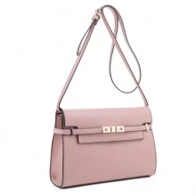 Belt Lock Medium Flap Shoulder Bag In Vegan Leather