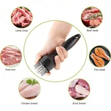 1 件 16 针嫩肉工具，超锋利不锈钢针刀片，专业厨房小工具，用于嫩化和烹饪烤肉、腌制肉类、牛排、牛肉和家禽，厨房工具，厨房配件（颜色随机）
