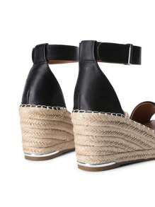 Women's Wedge Sandals Open Toe Espadrilles Sandals Comfortable Dressy Ankle Strap Platform One-Strap Sandals Suitable For Work Beach Holiday Summer Shoes - 黑色 - 查看 11