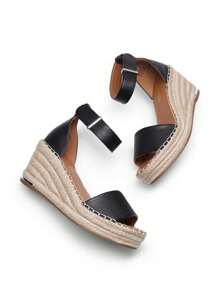 Women's Wedge Sandals Open Toe Espadrilles Sandals Comfortable Dressy Ankle Strap Platform One-Strap Sandals Suitable For Work Beach Holiday Summer Shoes - 黑色 - 查看 8