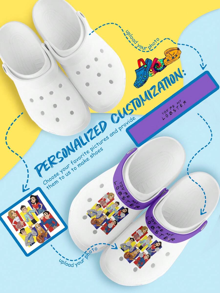 个性化定制姓名和照片镂空鞋，定制男士户外通勤时尚简约风格舒适 EVA 透气防滑防水镂空木屐