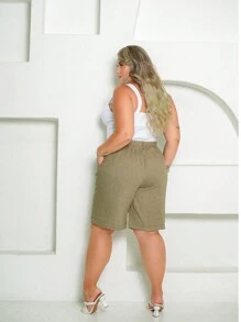 Women's Plus Size Social Bermuda Shorts Sensory - 綠色 - 查看 9