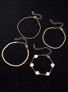 4 pièces/set Ensemble de bracelets minimalistes multicouches empilés