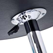 HOMCOM Adjustable Round Bistro Bar Table With PVC Leather Top Steel Base Home Kitchen Dining Desk  Black - Black - View 9