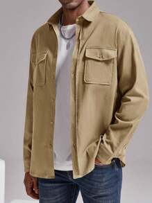 Runcati Men's Lightweight Casual Shacket Twill Button Down Shirt Jacket Long Sleeve