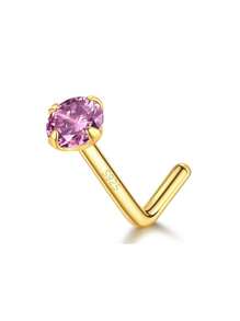 BALMORA 1 件纯银 S925 银精致优雅简约迷你彩色单圆锆石金鼻环女士聚会日常佩戴朋友珠宝礼物 - 金色 - 查看 5