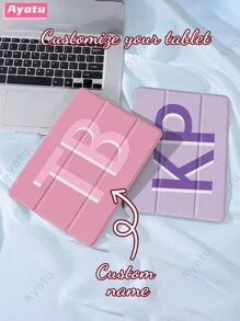 Customized Text 10th Gen Protective Case, Personalized Leather Cover Compatible With IPad 7/8/9th 10.2", Galaxy Tab S7/S8 11", Tab A7 Lite 8.7", DIY Tablet Protective Shell, Creative DIY Case, Kids, Family, Pets Customized Gift For Birthday, Anniversary, New Year, Back To School - Multicolor - View 2