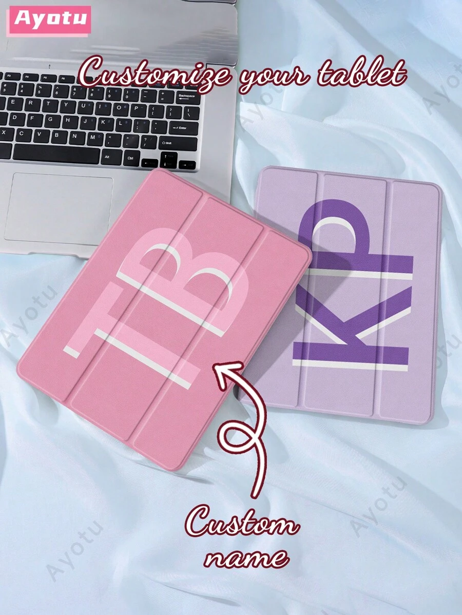 Customized Text 10th Gen Protective Case, Personalized Leather Cover Compatible With IPad 7/8/9th 10.2", Galaxy Tab S7/S8 11", Tab A7 Lite 8.7", DIY Tablet Protective Shell, Creative DIY Case, Kids, Family, Pets Customized Gift For Birthday, Anniversary, New Year, Back To School