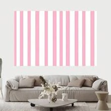 Versatile Pink And White Striped Backdrop - Ideal For Parties, Birthdays, Anniversaries | Easy To Hang Polyester Wall Decor For Indoor And Outdoor Celebrations - 1pc - View 3