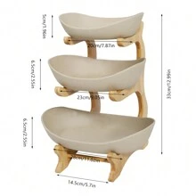 kangten 3 Tier Fruit Rack Bowls W/ Stand Large Capacity Dessert Rack - Brown - View 9