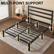 Metal Platform Bed Frame, Classic Style Headboard And Footboard/Under Bed Storage/Mattress Foundation/No Box Spring Required/Easy Assembly - Black - View 5