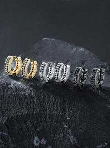 2 piezas Pendientes aro de cristal rhinestone de estilo europeo y americano, pendientes de cobre personalizados, adecuados para hombres y mujeres